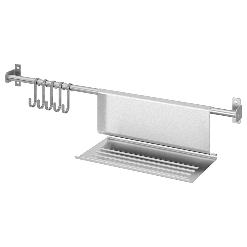 

Generic Rail With 5 Hooks And Tablet Stand Stainless Steel 56cm