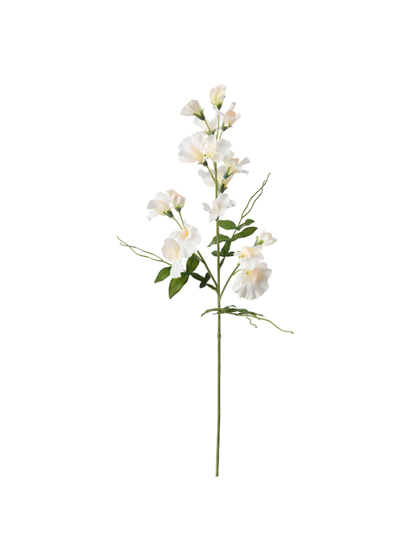 Artificial flower, Sweet pea/white, 60 cm