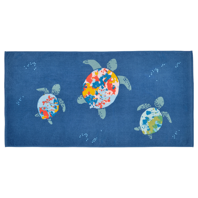 Bath Towel Turtle Pattern/Dark Blue 70X140cm