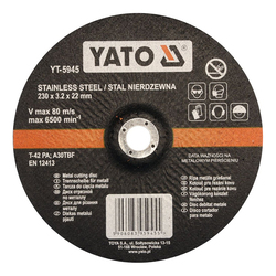 YATO Inox Metal Cutting Disc 230x22x3.2mm Depressed Center  YT-5945