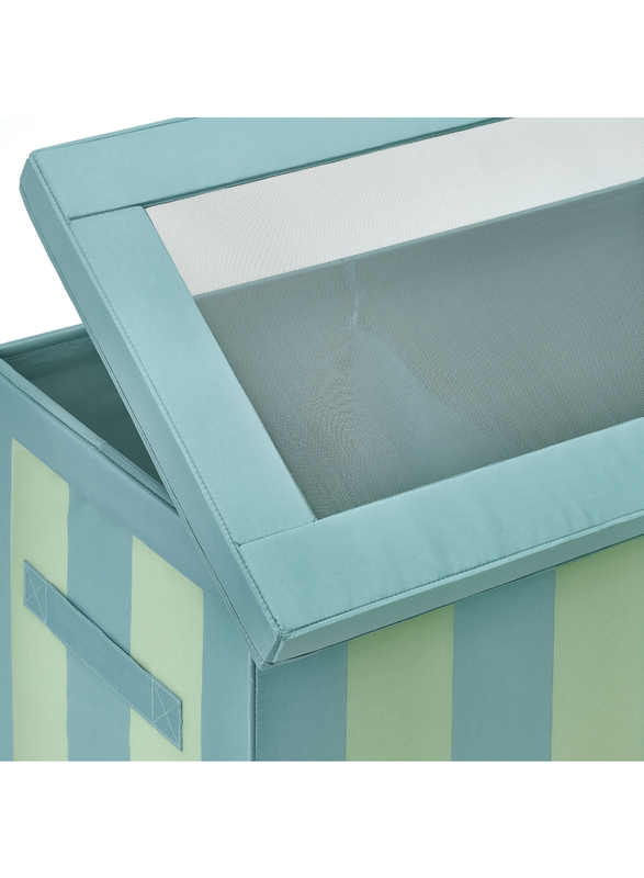 Box with lid, blue/green, 81x45x44 cm