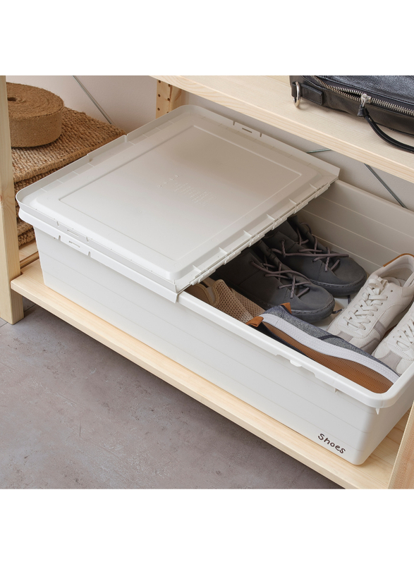 Storage box with lid, white, 50x77x19 cm