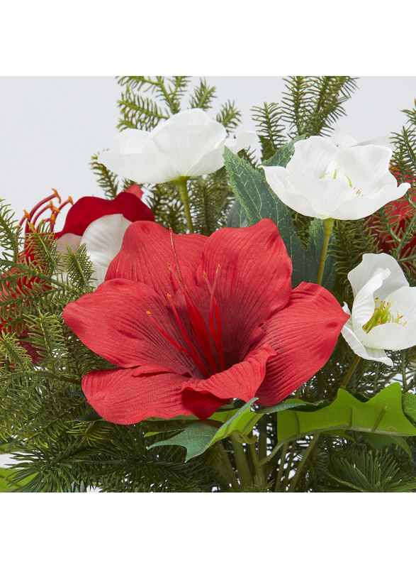 Artificial potted plant, in/outdoor arrangement/red white, 12 cm