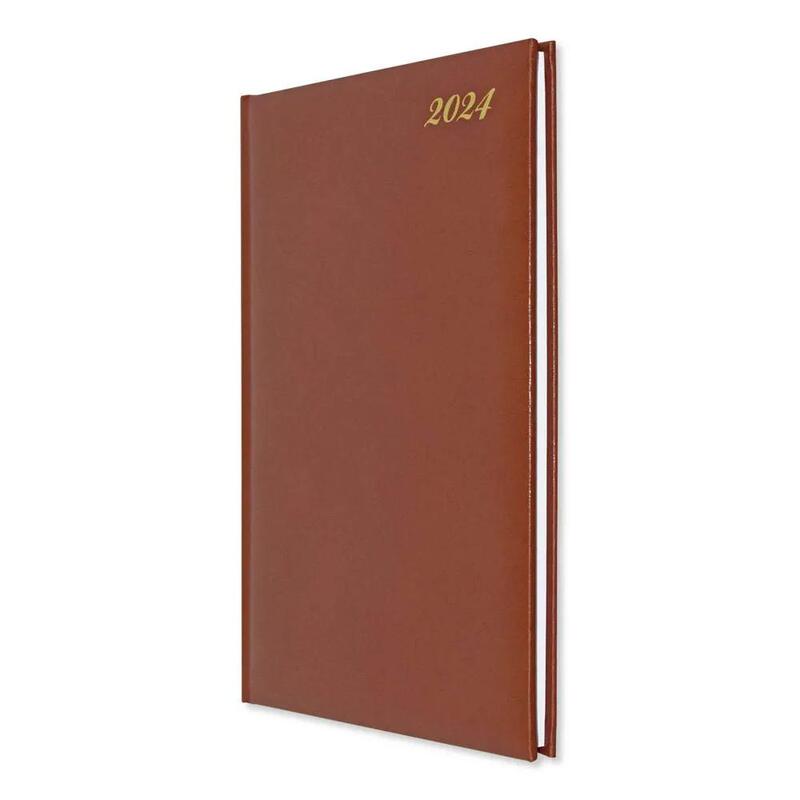 FIS Executive Diary 2024 English/French (1-Week at a glance) Vinyl, 1-Side Padded, Cover, Brown - FSDI34E24BR