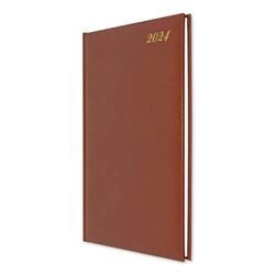 FIS Executive Diary 2024 English/French (1-Week at a glance) Vinyl, 1-Side Padded, Cover, Brown - FSDI34E24BR