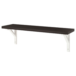 Wall Shelf Brown-Black/White Stained Aspen 80X20cm