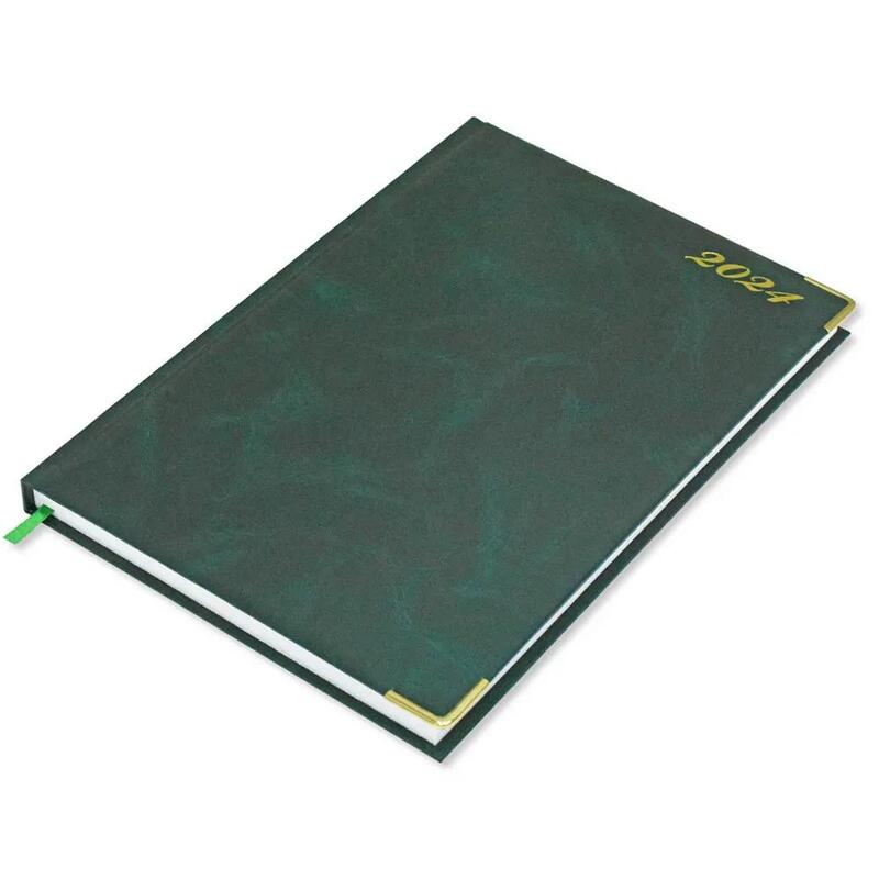 FIS A4 Diary 2024 English (Golden Corners) Green - FSDI42E24GR