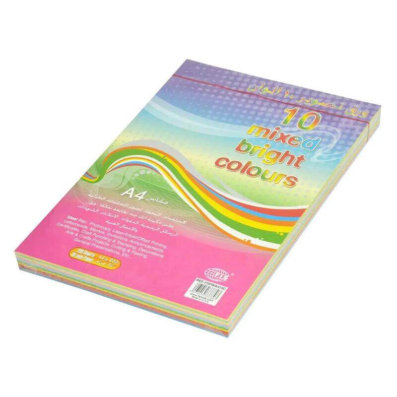 

Generic FIS Color Photocopy Paper, 200 Sheets, 80 gsm, 10 Assorted Mixed Colors, A4 Size - FSPWA410C