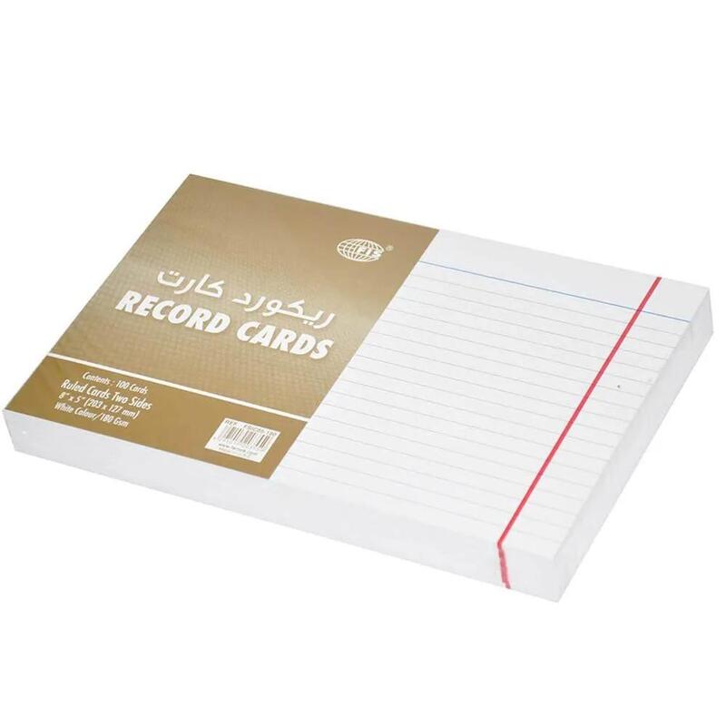 100-Cards FIS Record Card White 8X5 Inch, 180GSM - FSIC85-180