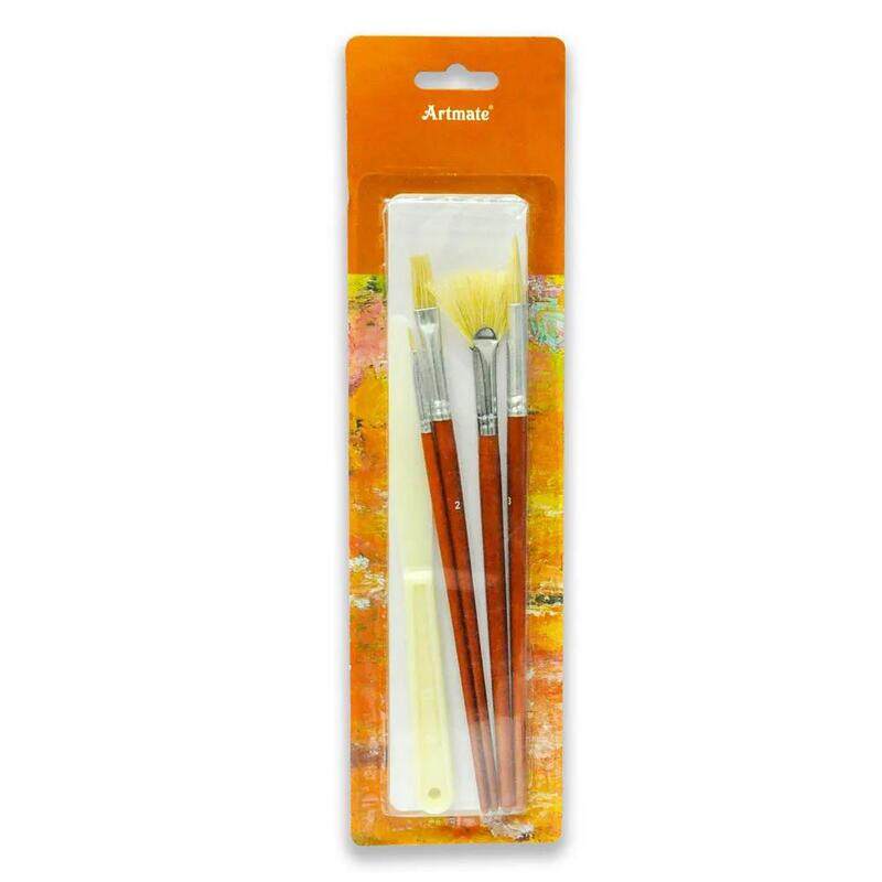 

Generic Artmate Artist Brushes Assorted (3 Flat Brushes, 1 Round Brushes& 1 Knife), Set Of 4 Pieces - Jiabch-bs005