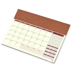 FIS 2024 Year Planner with PVC Desk Blotter and Italian PU Flap - English / French, Brown - FSDKPEF24BR