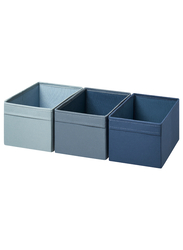 Box, set of 3, blue, 18x25x15 cm