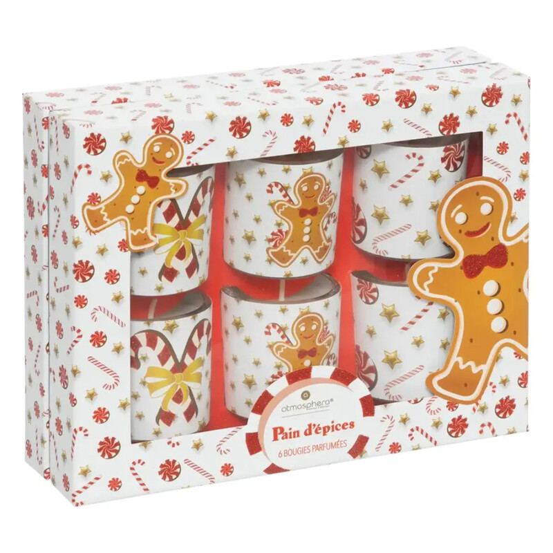 

Generic Christmas Atmosphera Gingerbread Scented Glass Candle Set (40 g, 6 Pc.)