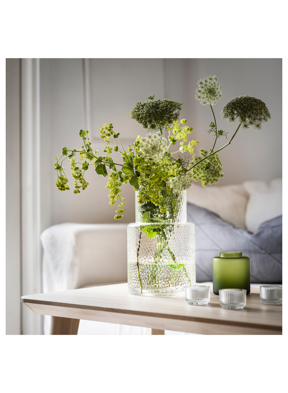 Vase, clear glass/patterned, 26 cm