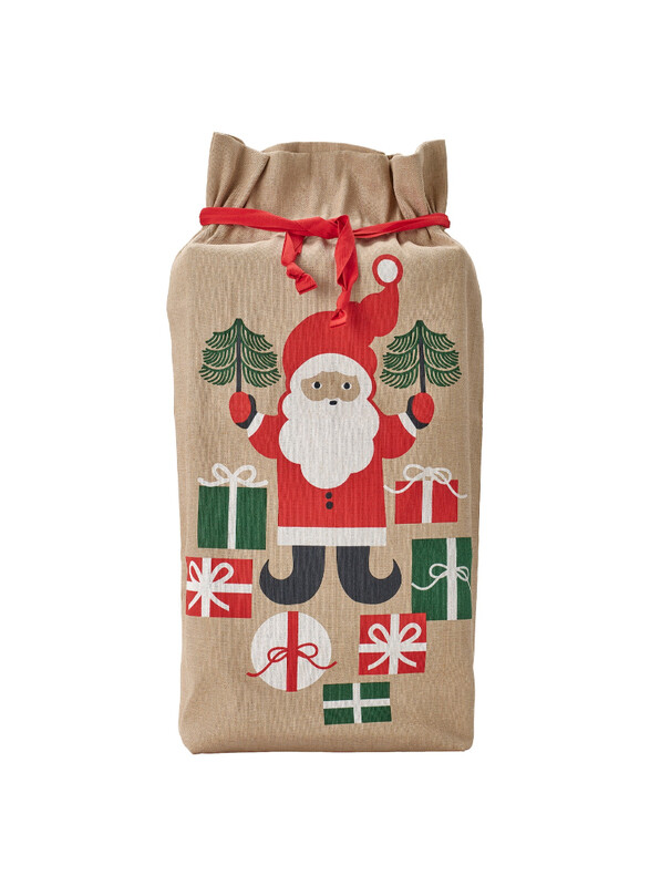 

VINTERFINT Sack with string, Santa Claus pattern natural, 92x56 cm