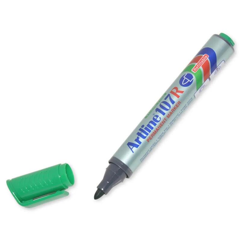 Artline Marker, Ek-107 Pack of 12, 1.5mm, Bullet, Green - ARMK107GR