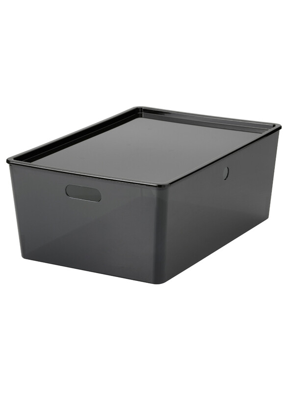 

Kuggis Box with lid, transparent black, 37x54x21 cm