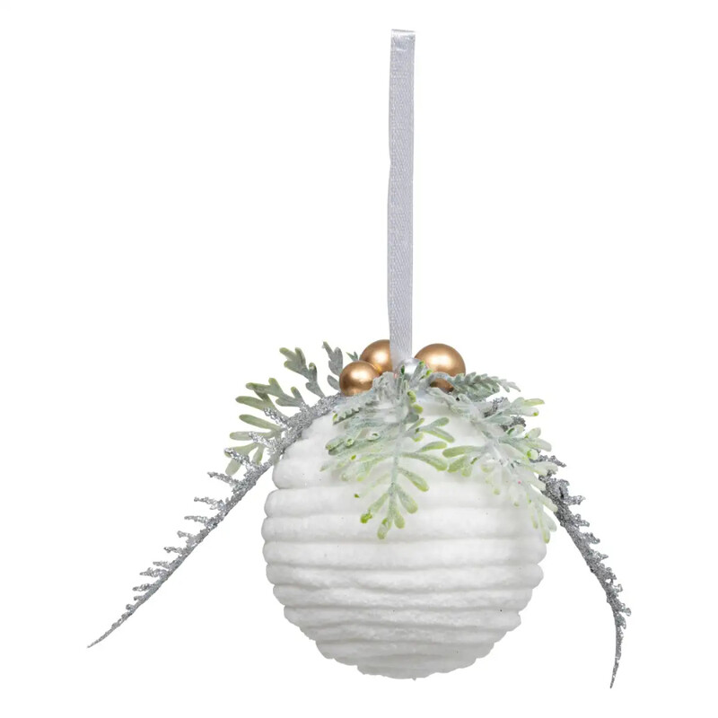 

Generic Christmas Atmosphera Polystyrene Wool Deco Bauble (7.5 cm, White)