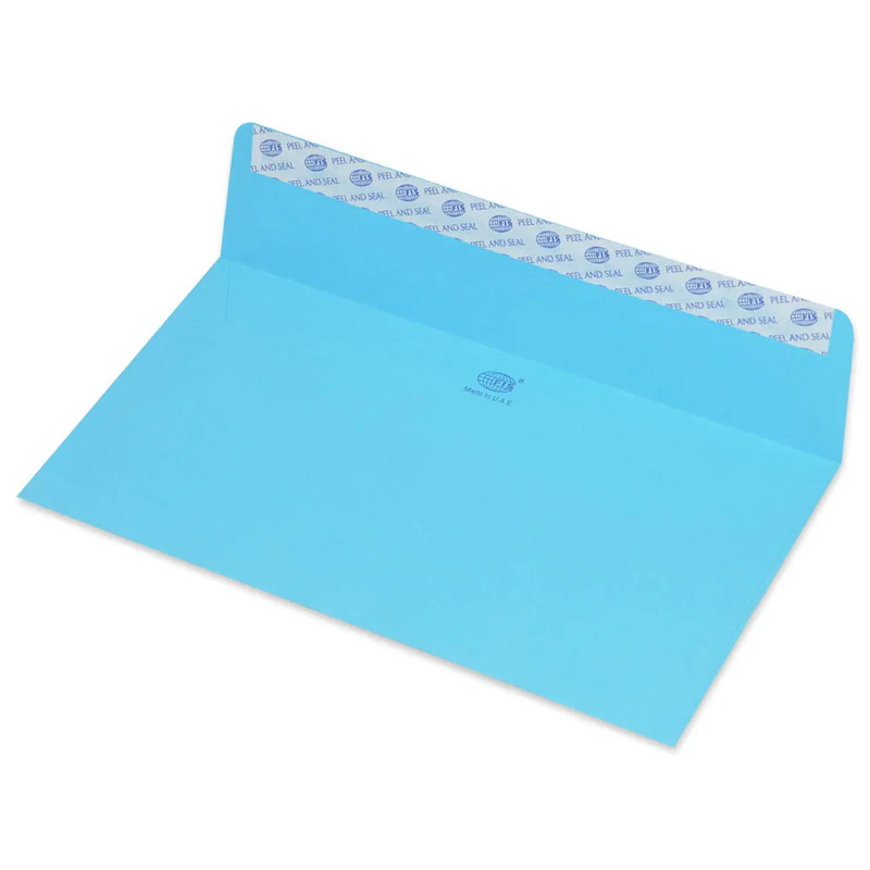 

Generic FIS Pack of 50 Neon Color Envelopes, 80 GSM, Peel & Seal, Size 110 X 220mm, Color Blue