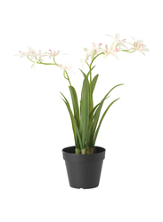 Artificial potted plant, yellow orchid, 12 cm