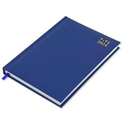 FIS A5 Diary 2024 (Arabic/English) 1 Side Padded Cover, Blue - FSDI18AE24BL