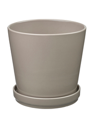 Plant pot with saucer, in/outdoor/grey/beige, 19 cm