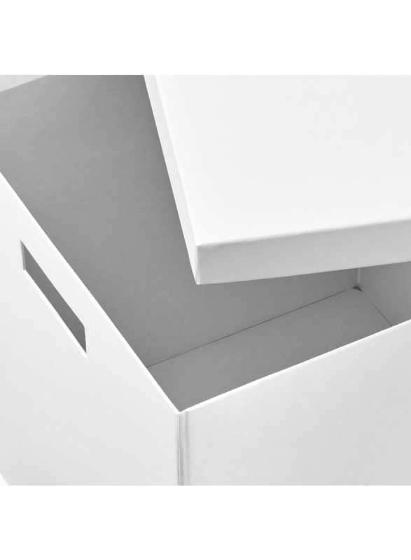 Storage box with lid, white, 32x35x32 cm