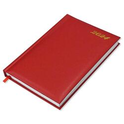 FIS 2024 International Diary A5 7-Languages Vinyl 1-Side Padded Red - FSDI136-7V24RE