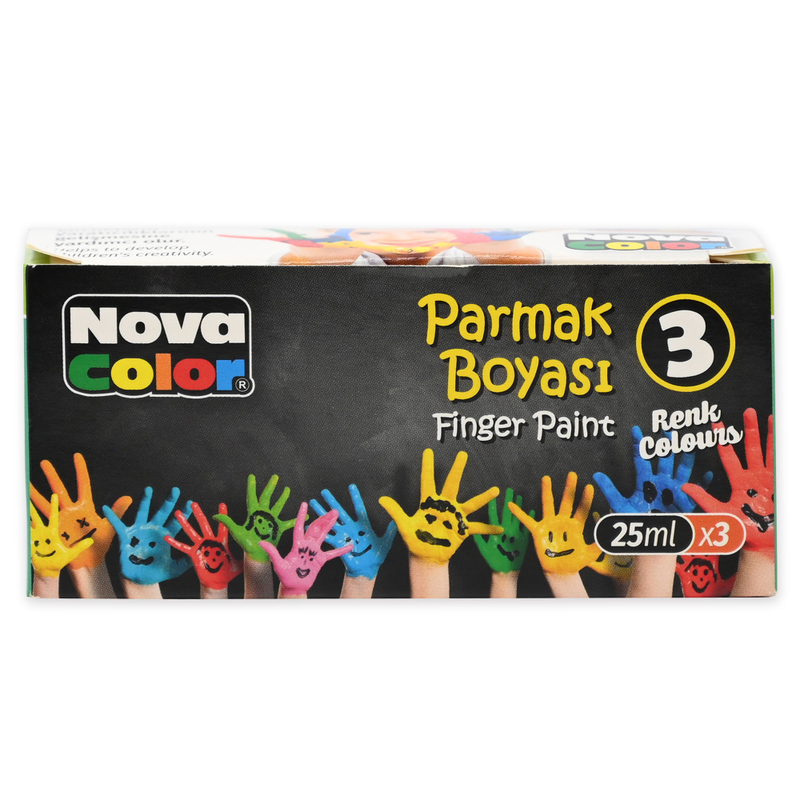 Nova Color  Finger Paints 25Ml, 3 Colors (Blue,Red,Yellow) -KRPBNC-137