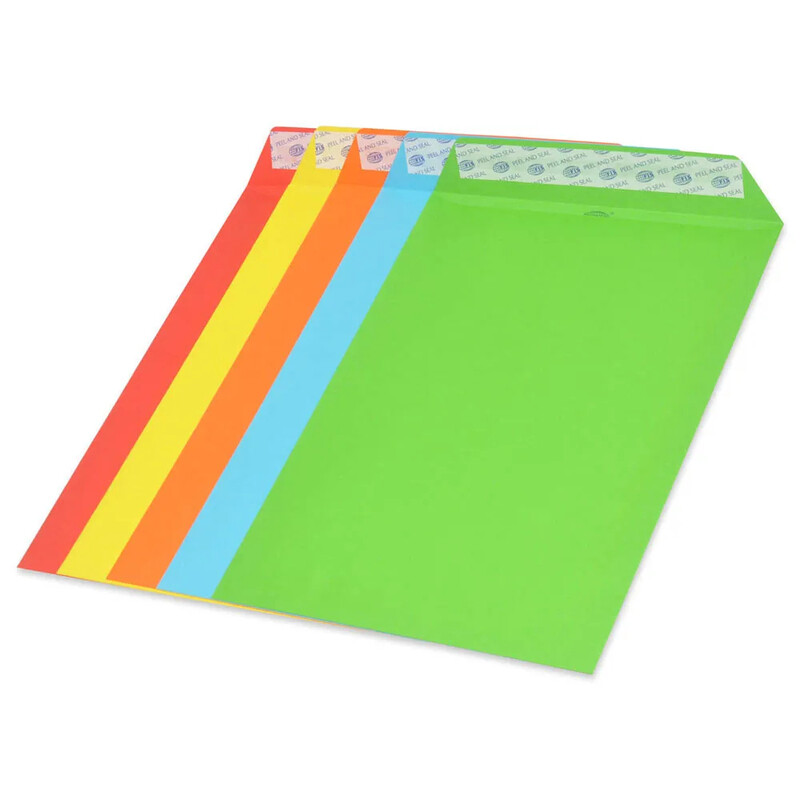 

Generic FIS Pack of 50 Neon Color Envelopes, 80 GSM, Peel & Seal, Size C5(229 X 162mm), Color Assorted 5 Neon Colors