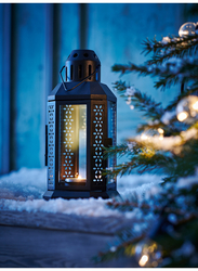 Lantern for tealight, in/outdoor, black, 22 cm