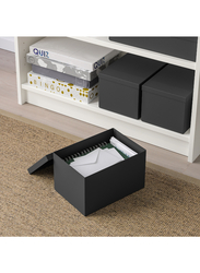 Storage box with lid, black, 18x25x15 cm