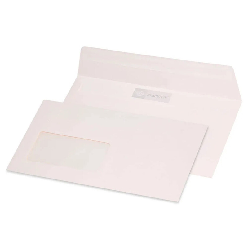 

Generic FIS Pack of 50 Executive Laid Paper Envelopes, 100 GSM, Peel & Seal, Size 115 X 225mm, Left Window Security Cut, Color Pink