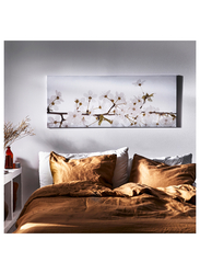 Picture with frame, white flowers/black, 140x56 cm