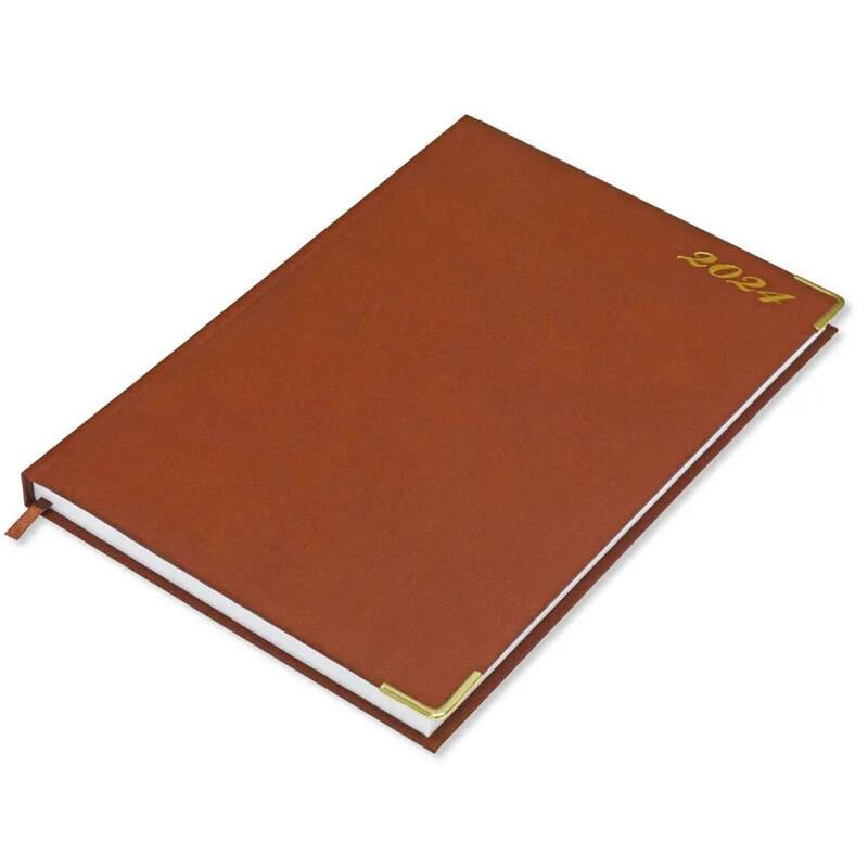 FIS A4 Diary 2024 English (Golden Corners) Brown - FSDI42E24BR