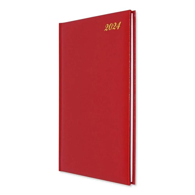 FIS Executive Diary 2024 English/French (1-Week at a glance) Vinyl, 1-Side Padded, Cover, Red - FSDI34E24RE