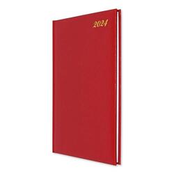 FIS Executive Diary 2024 English/French (1-Week at a glance) Vinyl, 1-Side Padded, Cover, Red - FSDI34E24RE