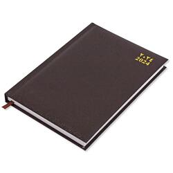 FIS A5 Diary 2024 (Arabic/English) 1 Side Padded Cover, Chocolate - FSDI18AE24CH