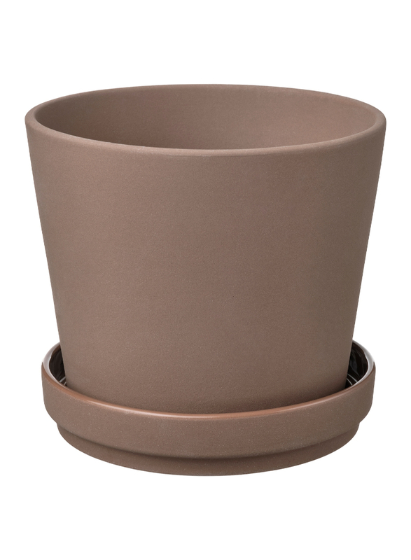 Plant pot with saucer, in/outdoor brown, 12 cm