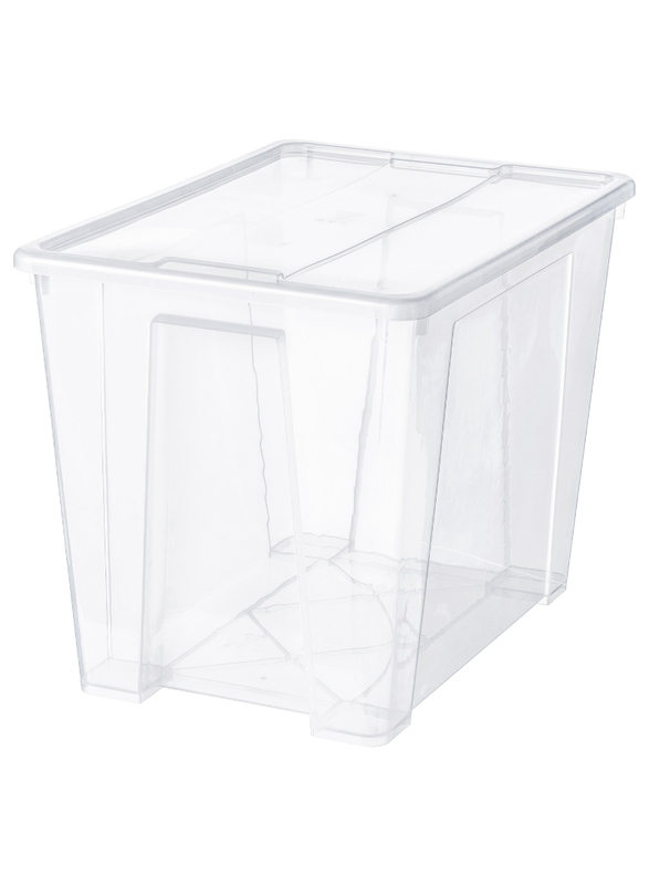 Box with lid, transparent, 57x39x42 cm/65 l