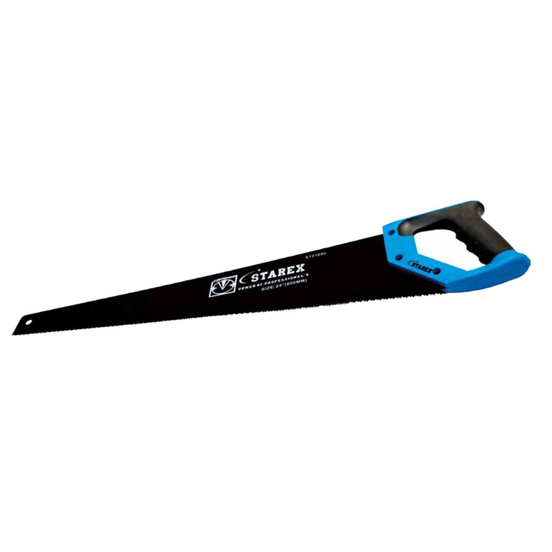 Starex Handsaw 16" Blue/Grey Plastic Handle Teflon Painted 2-side Grind