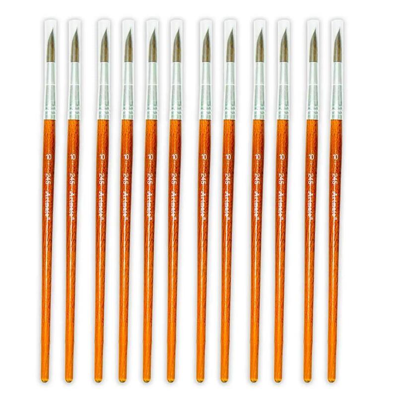 Artmate Artist Round Brushes 10 Size, Set Of 12 Pieces - JIAB245-10