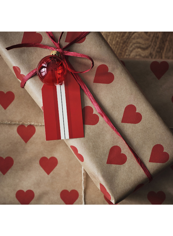 Gift wrap roll, heart pattern brown, 3x0.7 m