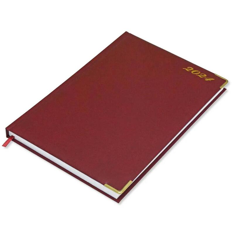 FIS A4 Diary 2024 English (Golden Corners) Maroon - FSDI42E24MR