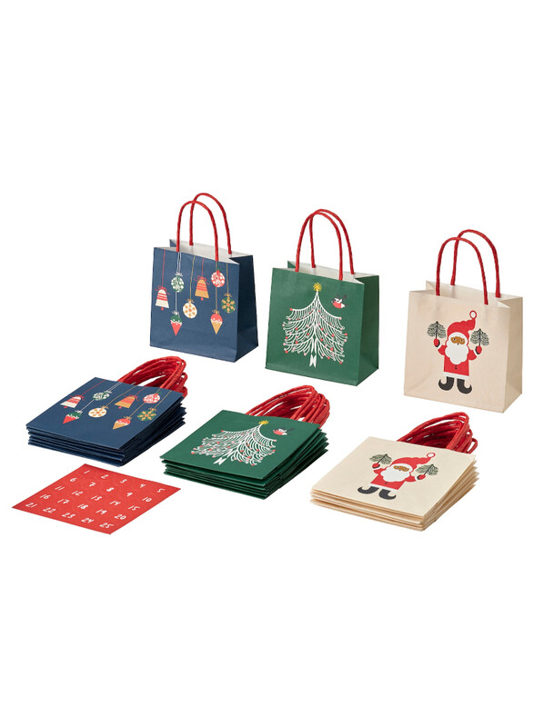 

VINTERFINT Gift bag, mixed patterns/multicolour, 10x10 cm