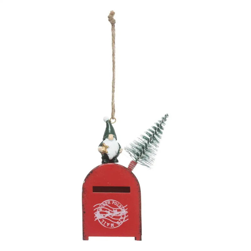 

Generic Christmas Atmosphera Metal Letter Box Gnome Tree Decor (11 cm, Red)