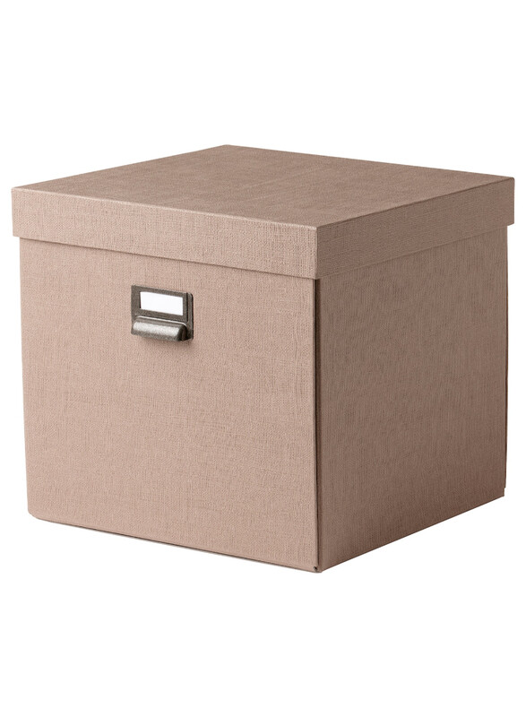 

Tjog Storage box with lid, dark beige, 32x31x30 cm