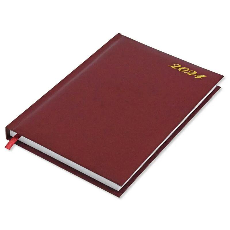 Fis 2024 A5 Diary,Vinyl, English  1 Side Padded Maroon -FSDI18E24MR