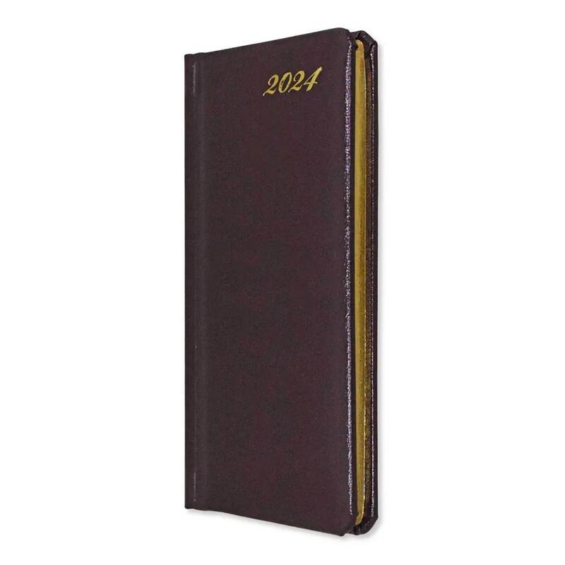 Fis 2024 Golden Slim diary Bonded Leather English & French - Burgundy -FSDI59EFGB24BU