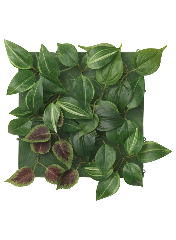 Artificial plant, wall mounted/in/outdoor green/lilac, 26x26 cm